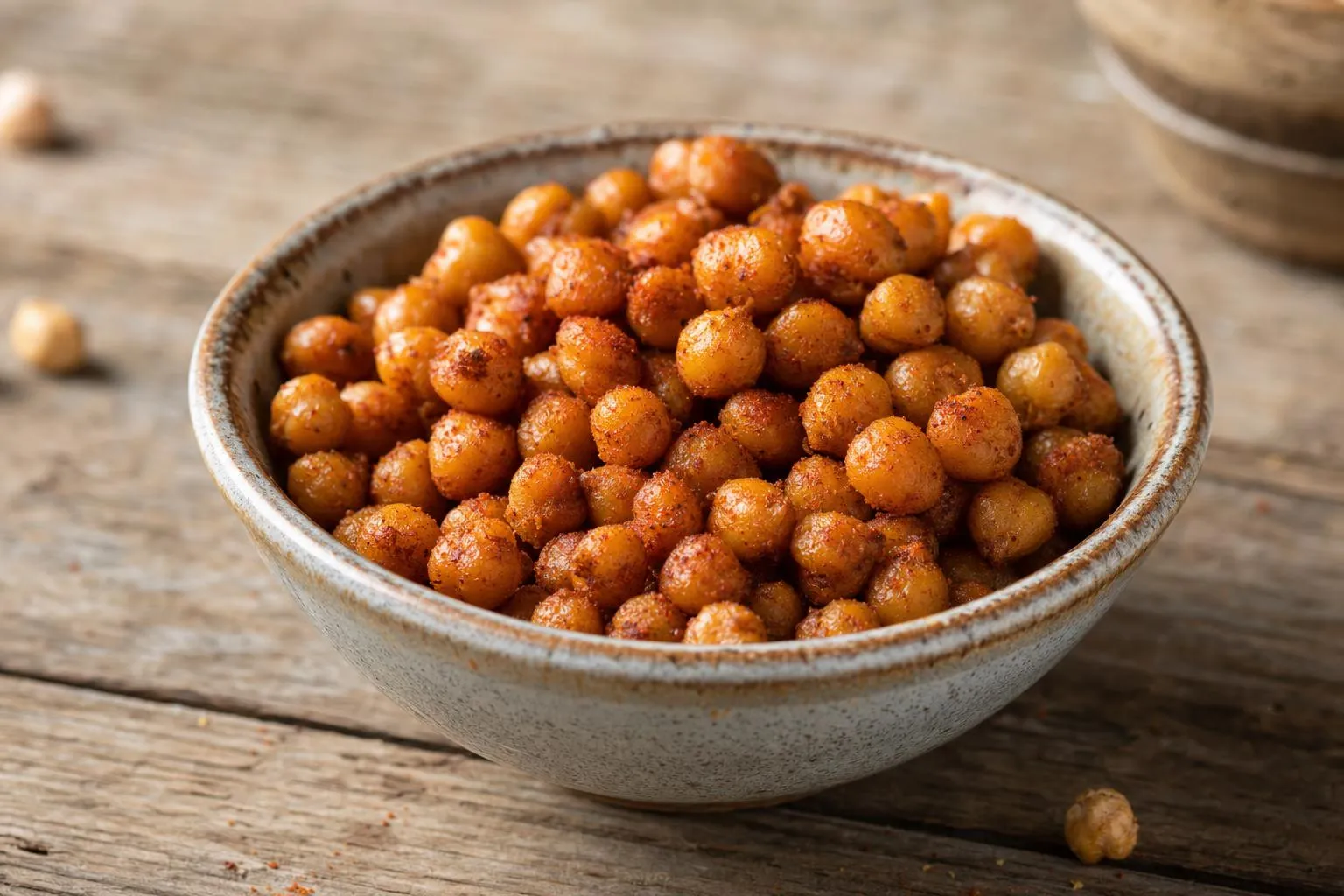 Cuenco de garbanzos fritos crujientes con pimentón